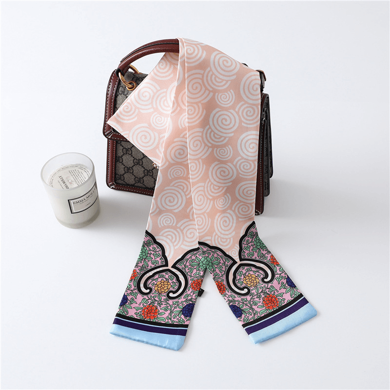narrow long silk scarf, view 10 - MRSLM