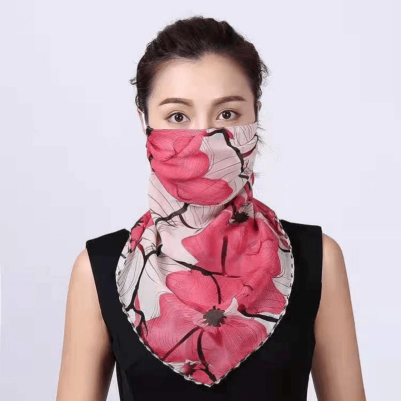 Printed chiffon sun mask, view 3 - MRSLM