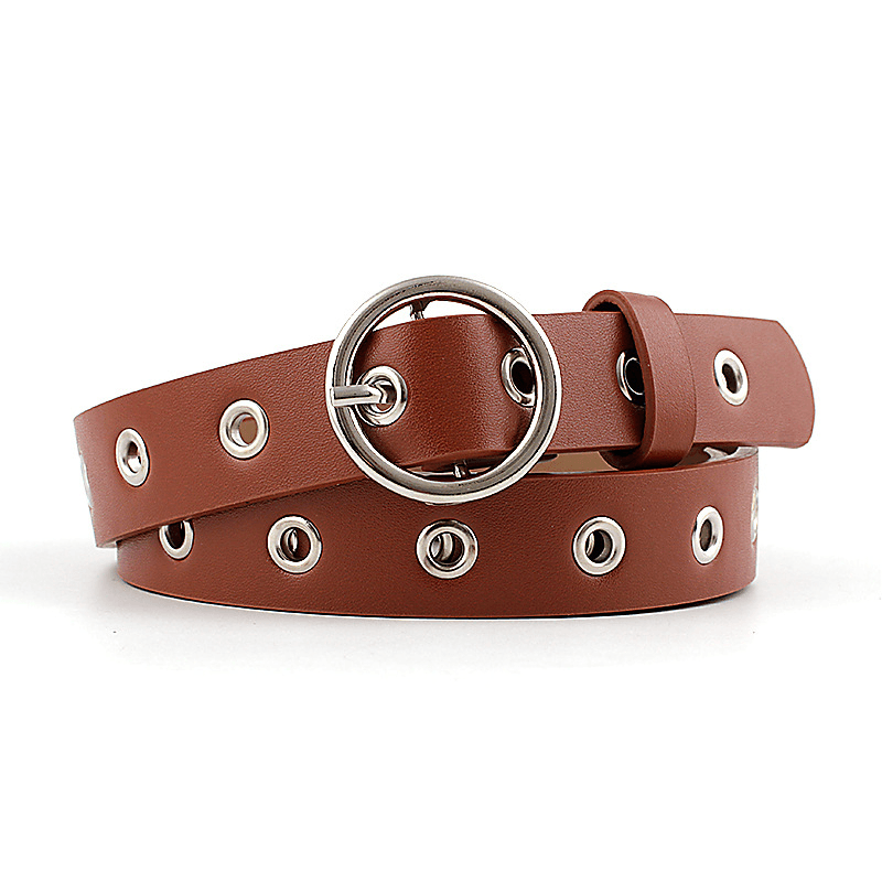 Hollow Eyelet Belt, Ladies Fashion round Buckle Decoration - MRSLM