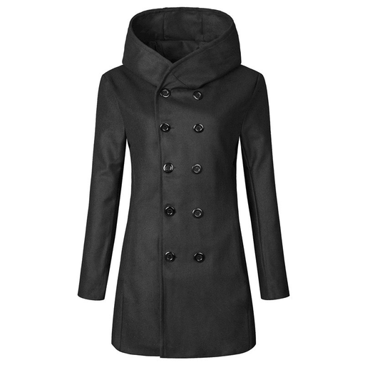 Men's slim-fit hooded woolen coat - MRSLM