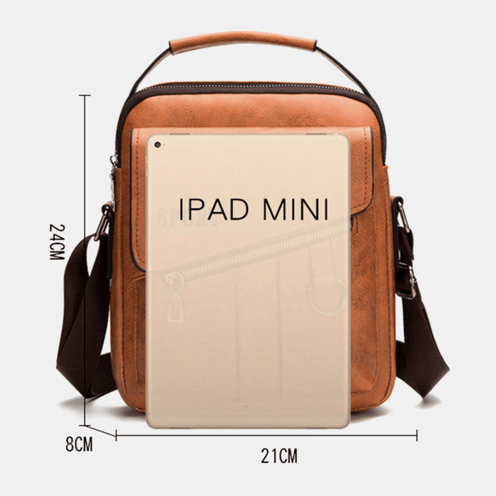 Men Multi-Pocket Waterproof Wear-Resistant Crossbody Bags Retro Large Capacity Shoulder Bag Handbag - MRSLM