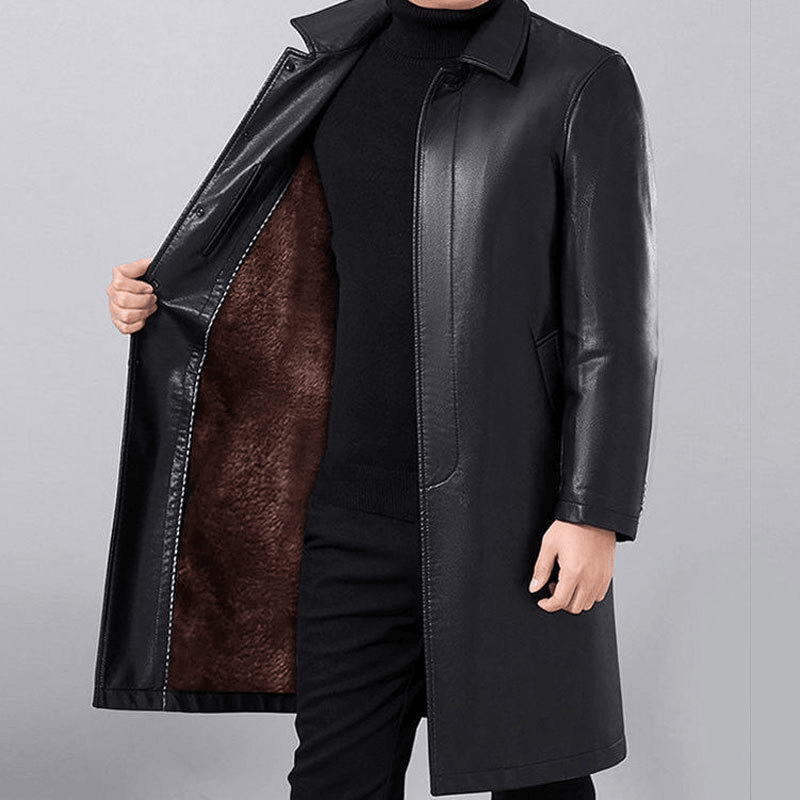 Men'S Lapel Fur One-Piece Over-The-Knee Jacket - MRSLM