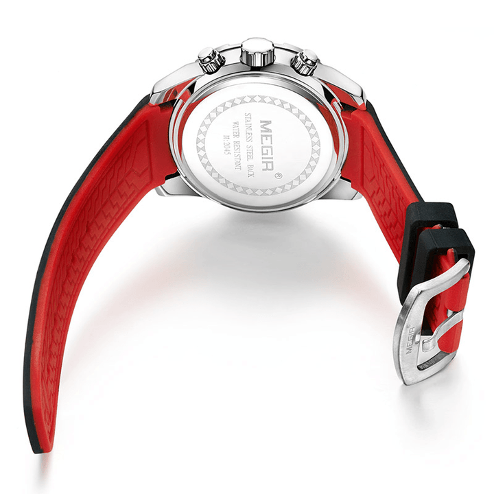 MEGIR 2045G Chronograph Date Display Quartz Watches Silicone Strap Men Wrist Watch - MRSLM