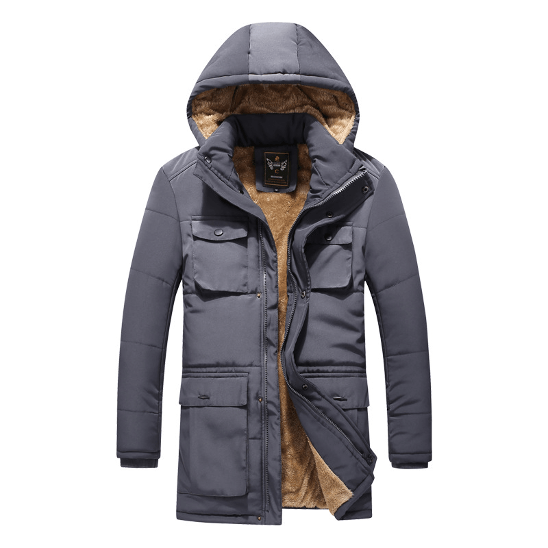 men's mid-length padded hooded jacket, view 4 - MRSLM