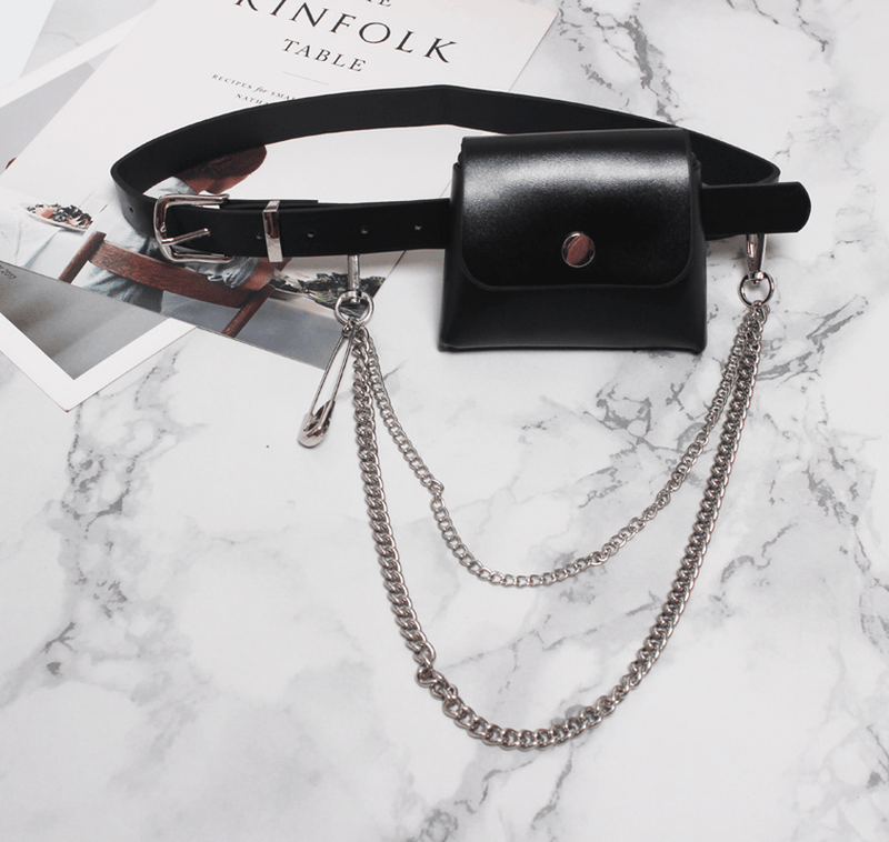 mini waist bag with belt and chain, view 3 - MRSLM