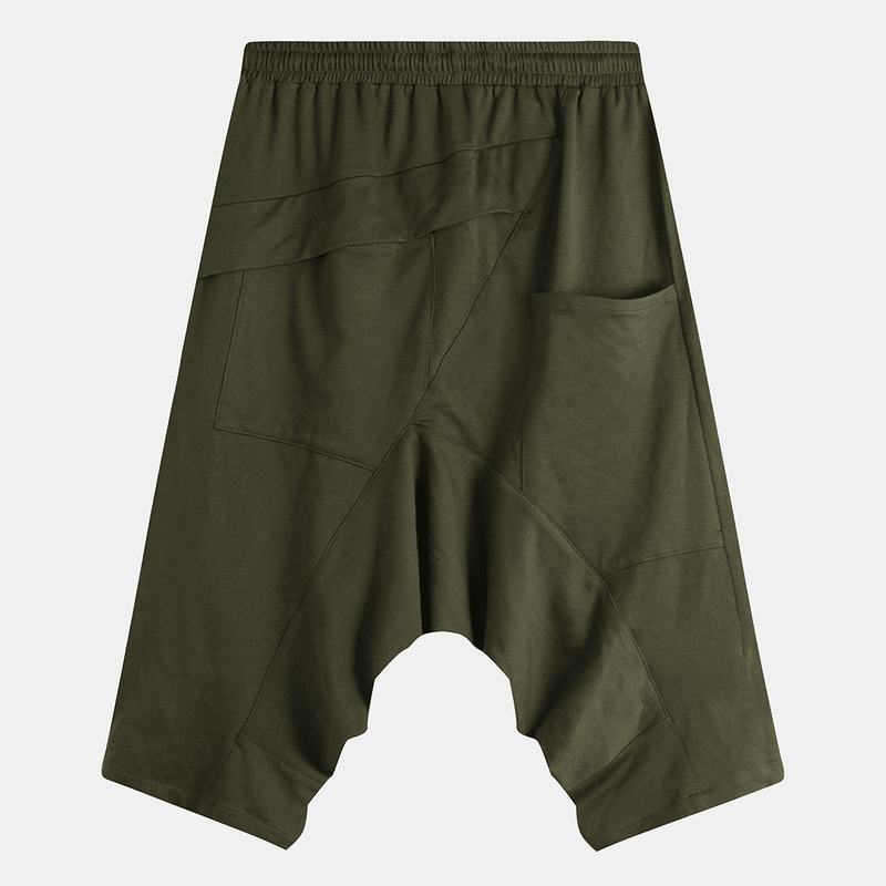 Men's army green cotton shorts, view 6 - MRSLM