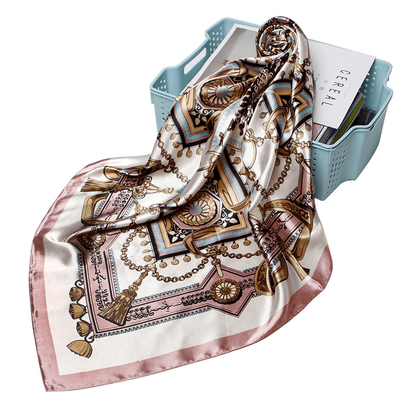 women's printed satin bandana scarf, view 3 - MRSLM