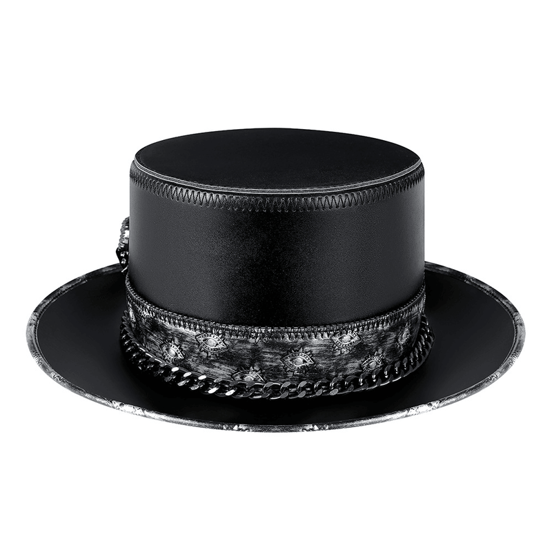 pu leather skull chain hat, view 5 - MRSLM