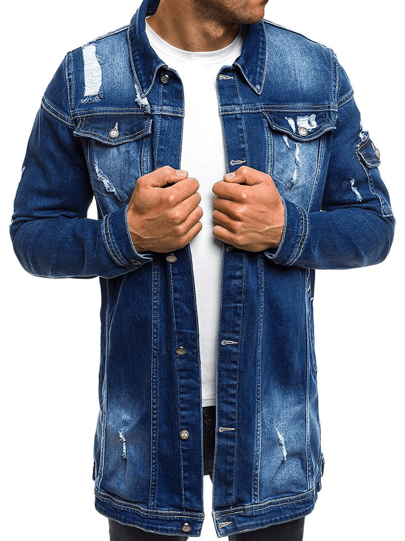men's ripped denim jacket, view 8 - MRSLM