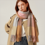 long plaid tassel shawl scarf, view 9 - MRSLM