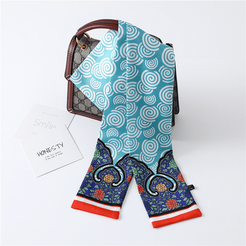 narrow long silk scarf, view 14 - MRSLM