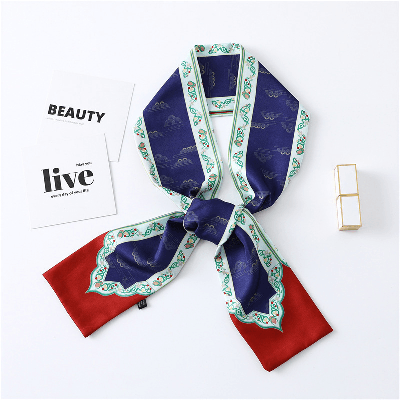 narrow long silk scarf, view 18 - MRSLM