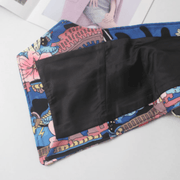 Women's wide waist belt in blue abstract print, view 5 - MRSLM