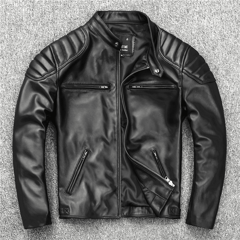 men's slim stand-collar motorcycle jacket, view 3 - MRSLM