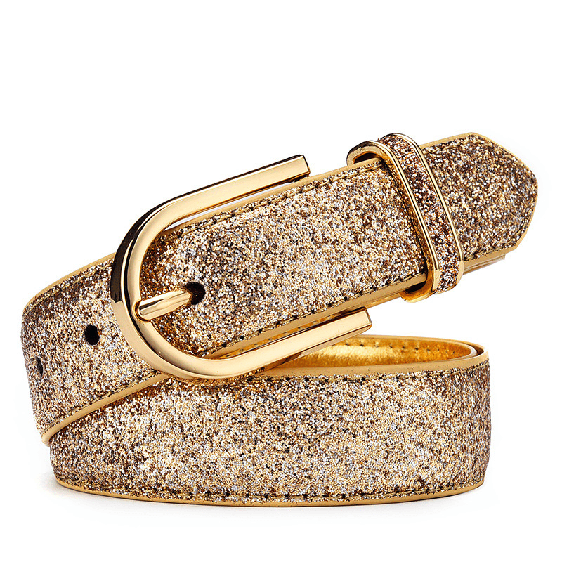 women's faux leather sequin belt, view 4 - MRSLM