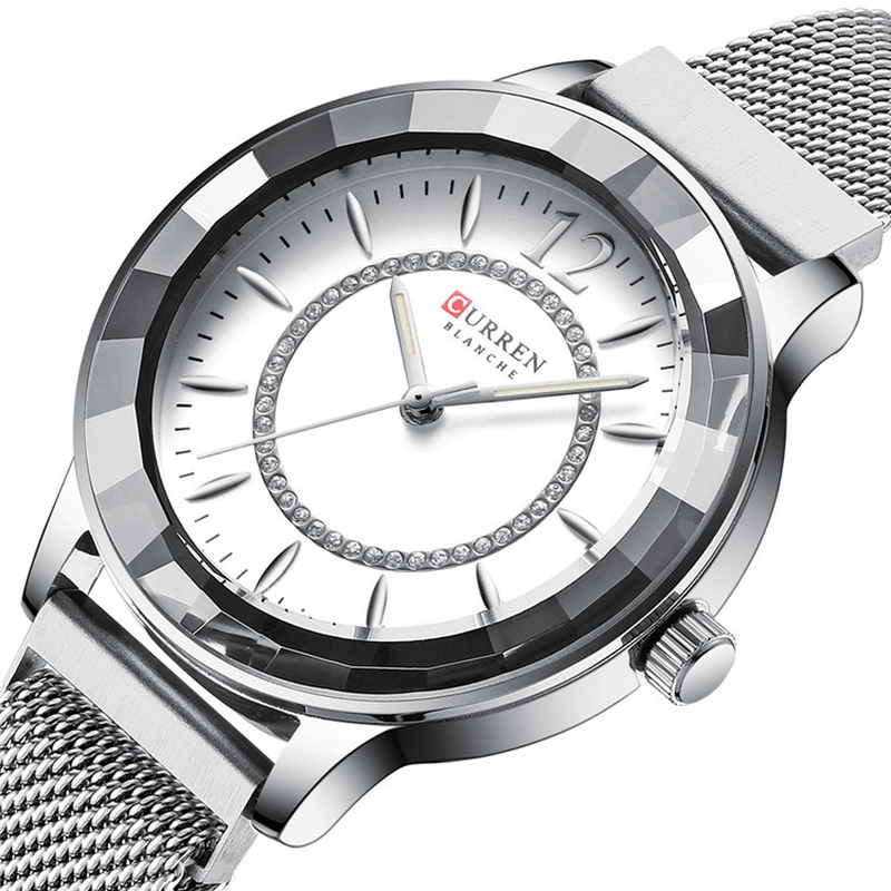 CURREN 9066 Rhinestone Fashionable Women Wrist Watch Luminous Display Quartz Watch - MRSLM