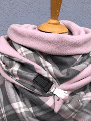 women's pink checkered triangle scarf, view 2 - MRSLM