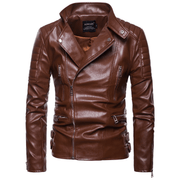 men's fitted PU leather zip jacket, view 4 - MRSLM