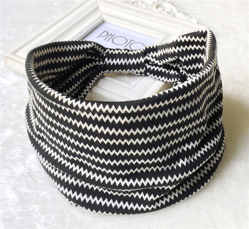 bohemian print wide elastic headband, view 4 - MRSLM