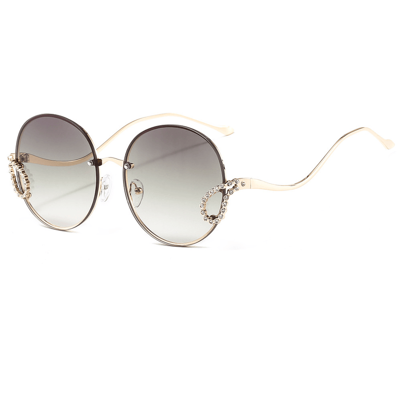Women's retro gold-frame sunglasses, view 6 - MRSLM