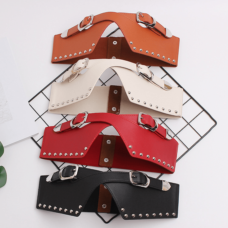 Women's wide elastic PU waist belt - MRSLM
