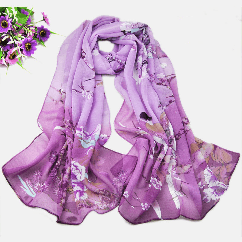women's printed chiffon scarf, view 9 - MRSLM