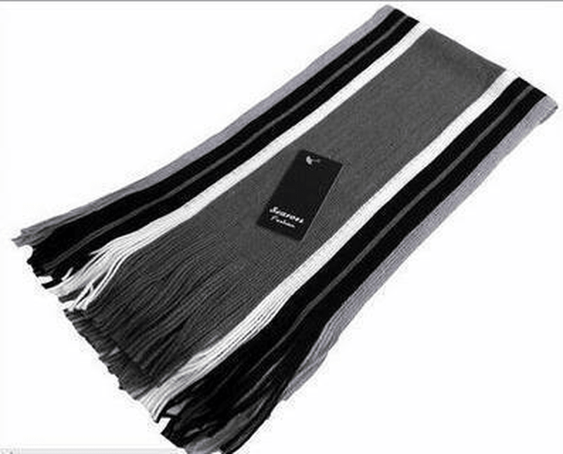 striped tassel scarf, view 9 - MRSLM