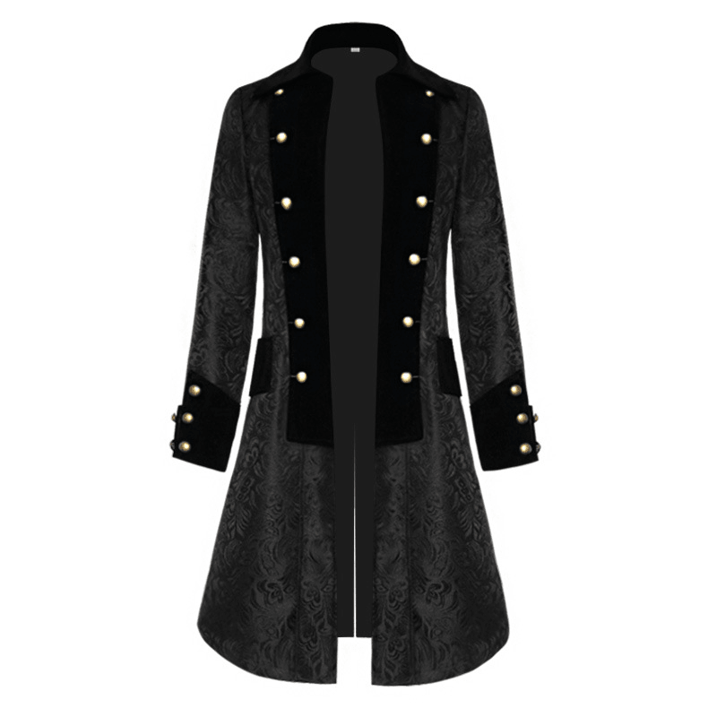 Men's black jacquard retro uniform jacket, view 6 - MRSLM