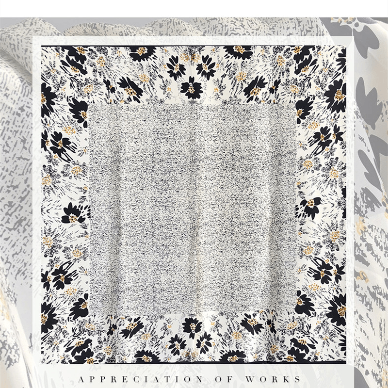 black and white satin scarf shawl, view 2 - MRSLM