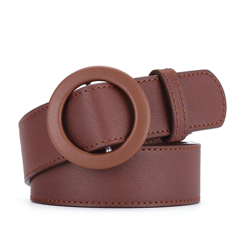 women's faux leather buckle belt, view 5 - MRSLM