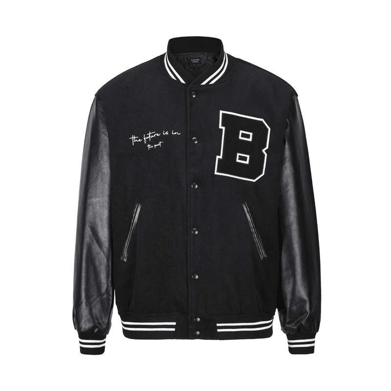 letter embroidery baseball jacket, view 2 - MRSLM