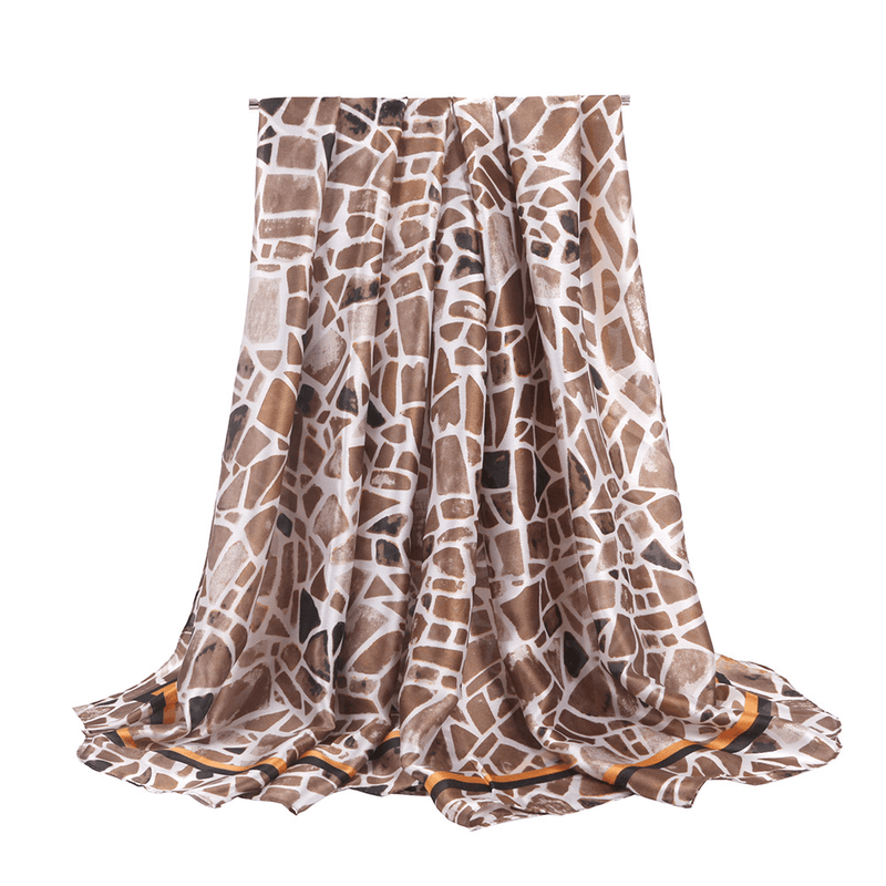 thin silk geometric print scarf shawl, view 4 - MRSLM