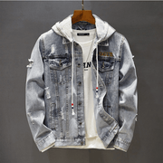 Embroidered ripped denim jacket, view 4 - MRSLM