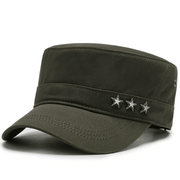 cotton flat top military style peaked cap, view 4 - MRSLM