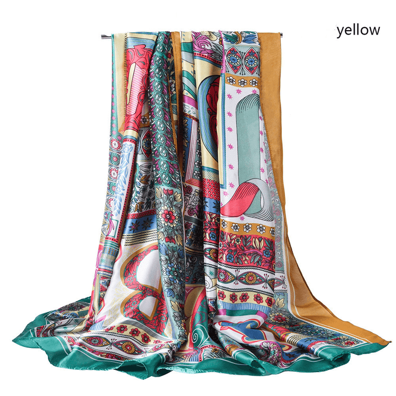 satin long scarf with letter print, view 9 - MRSLM
