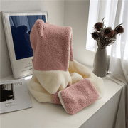 cat ears plush hat earmuff and glove set, view 3 - MRSLM
