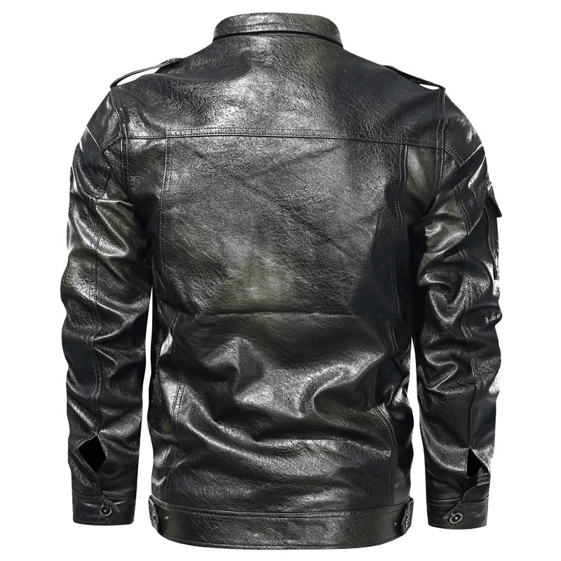 Men's washed PU leather jacket, view 5 - MRSLM