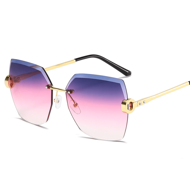 European and American Trendy Glasses Cut-Edge Sunglasses Ladies Big Rimless - MRSLM