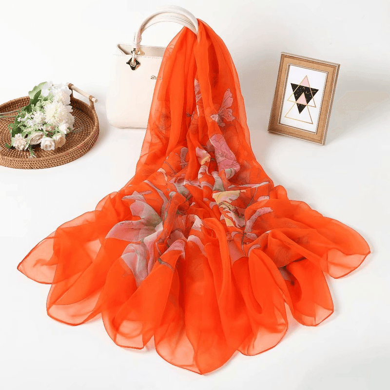 Imitation silk yarn flower scarf, view 8 - MRSLM