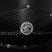 black PU leather skull top hat, view 3 - MRSLM