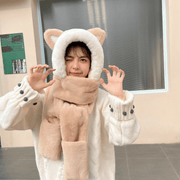 cat scarf hat gloves set faux rabbit fur - MRSLM