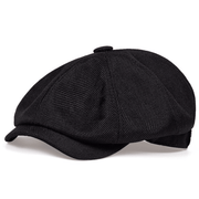 Linen newsboy octagonal cap, view 3 - MRSLM