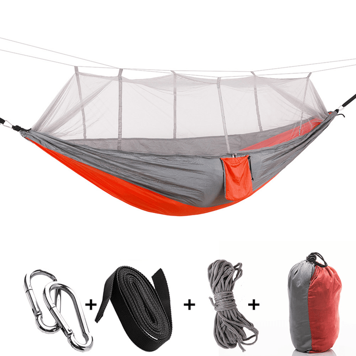 260X140Cm Outdoor Double Camping Hammock Hanging Swing Bed with Mosquito Net - MRSLM