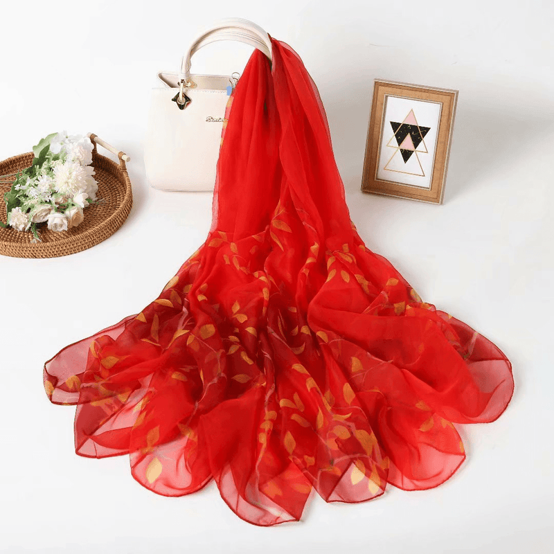 Imitation silk yarn flower scarf, view 7 - MRSLM