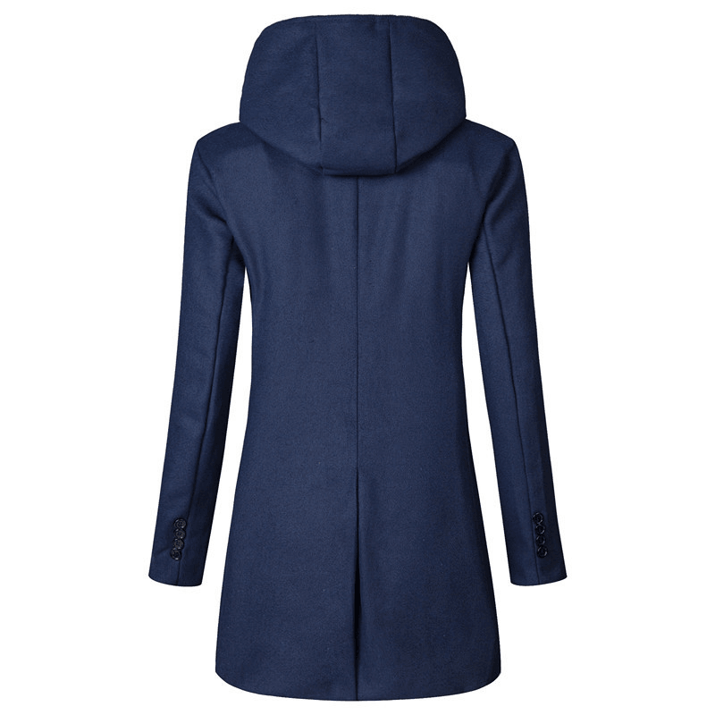 Men's slim-fit hooded woolen coat, view 6 - MRSLM