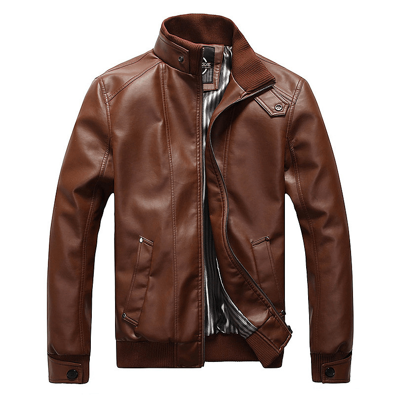 Men's casual PU leather jacket, view 2 - MRSLM