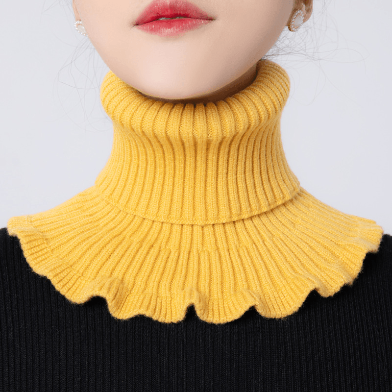 women's wool knit triangle bib neck warmer, view 3 - MRSLM