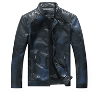 men's gradient PU leather jacket, view 3 - MRSLM