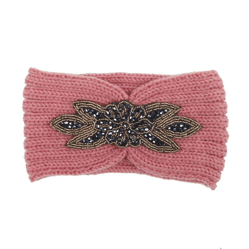 knit hair band with hexagonal diamond, view 6 - MRSLM