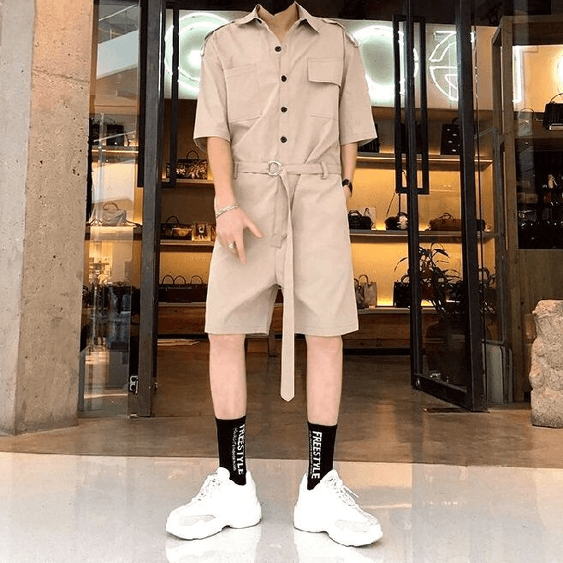 Men's belted romper jumpsuit, view 4 - MRSLM